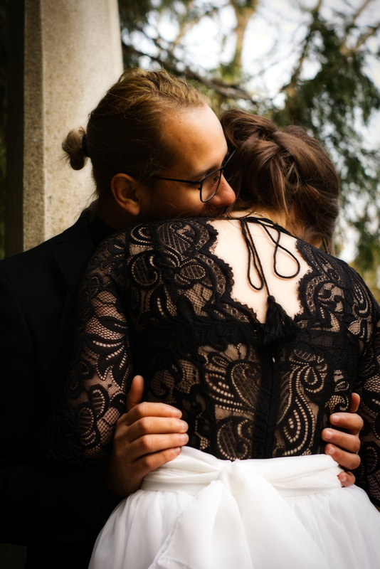 Portrait of couple getting married in Lithia Park Ashland, OR by Immortalized Image Photography